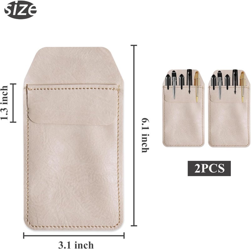 Haecsfl 2 Pieces PU Leather Pocket Protector,Pen Pouch Holder Organizer for Shirts, Lab Coats, Pants - Multi-Purpose - Holds Pens, Pointers, Pencils, and Notes(2-Green) - Image 4